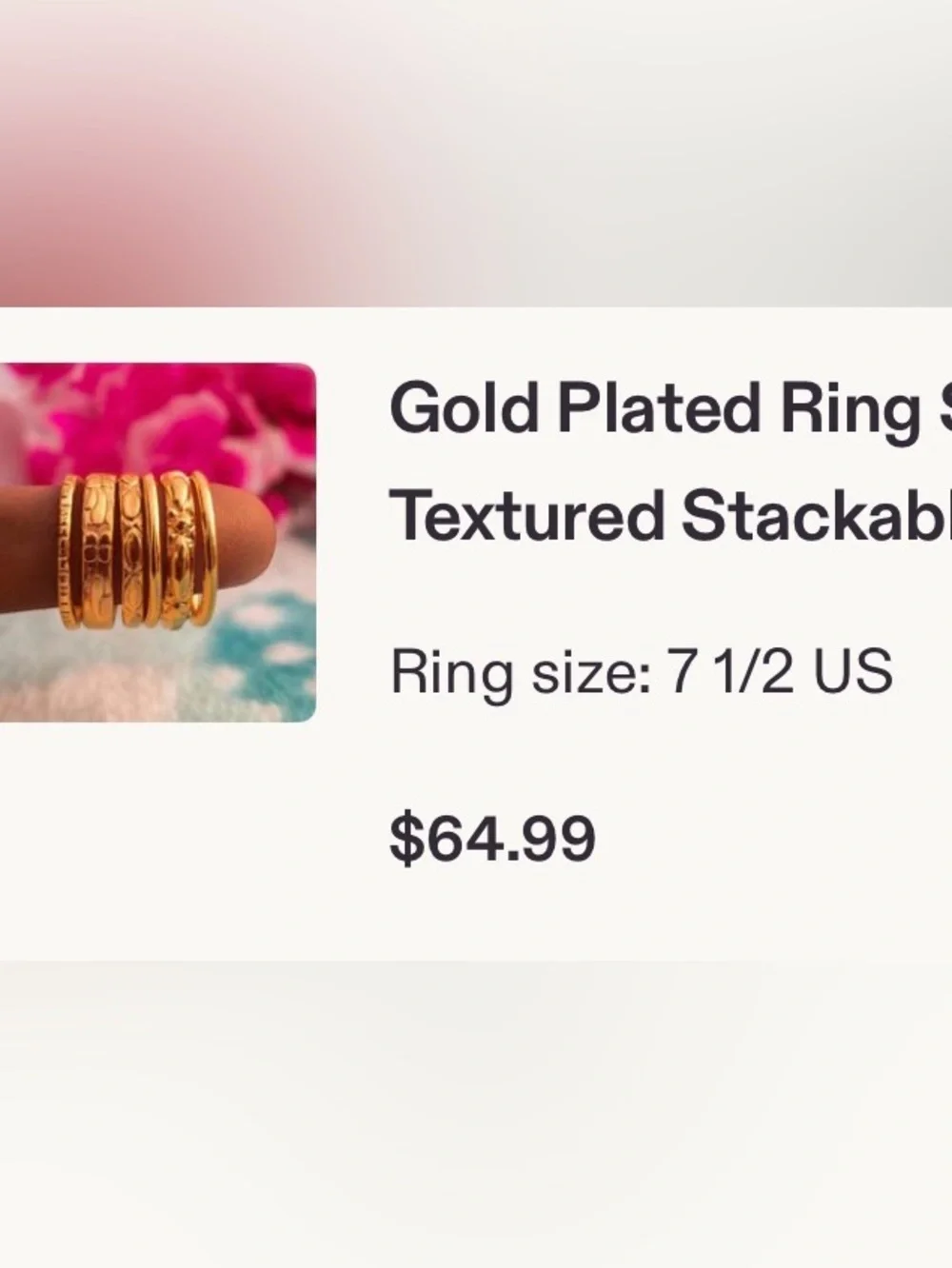 Gold-Plated 5-Stackable Indian Ring Set -7.5 US
